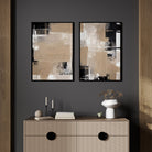 Elegant Abstract Canvas Painting - Black, White, Beige Tones Walls Premium Wall Art Canvas by MeriDeewar