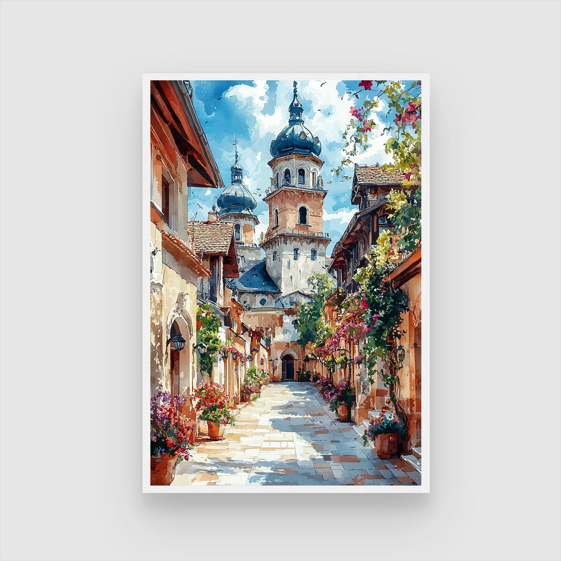 Elegant Cityscape Wall Art - "Cityscape Elegance" Painting | MeriDeewar 2 : 3 Vertical Premium Wall Art Canvas by MeriDeewar
