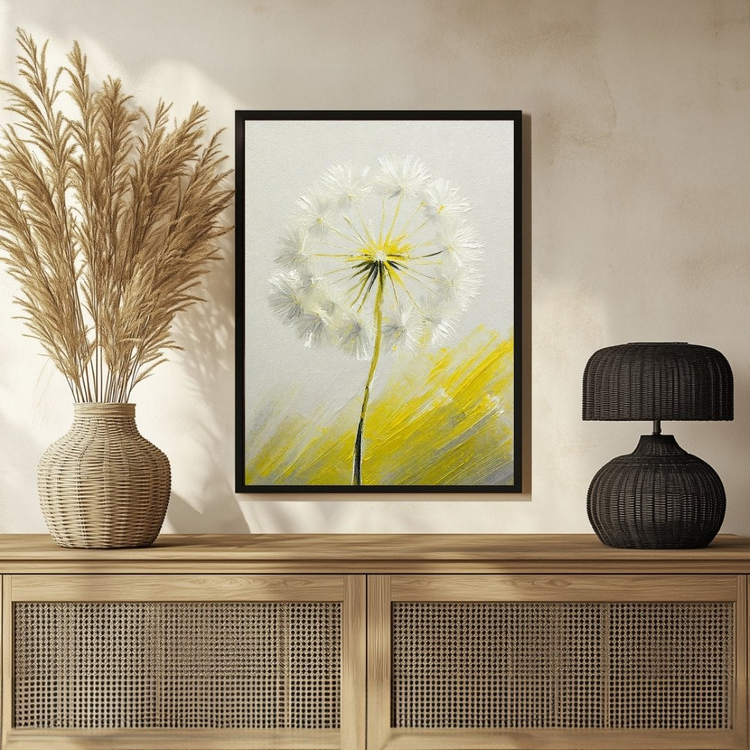 Elegant Dandelion Abstract Painting - Perfect for Modern Interiors 3 : 4 Vertical New Premium Wall Art Canvas by MeriDeewar