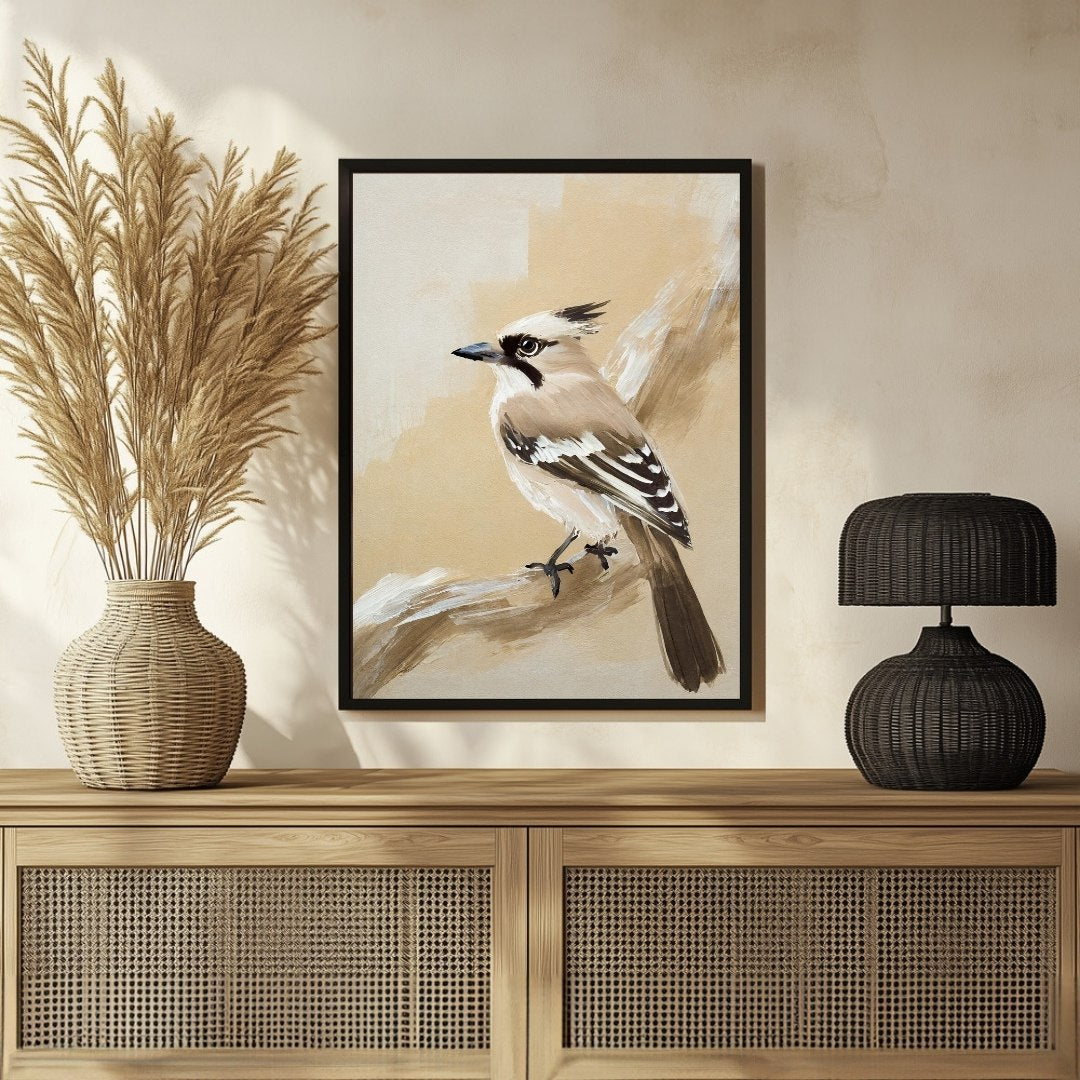 Elegant Jay Bird Abstract Painting - Enhance Your Living Space 3 : 4 Vertical New Premium Wall Art Canvas by MeriDeewar