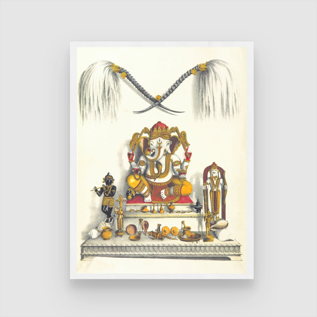Elegant Lord Ganesha Miniature Painting | Traditional Indian Art | MeriDeewar 3 : 4 Vertical New Premium Wall Art Canvas by MeriDeewar