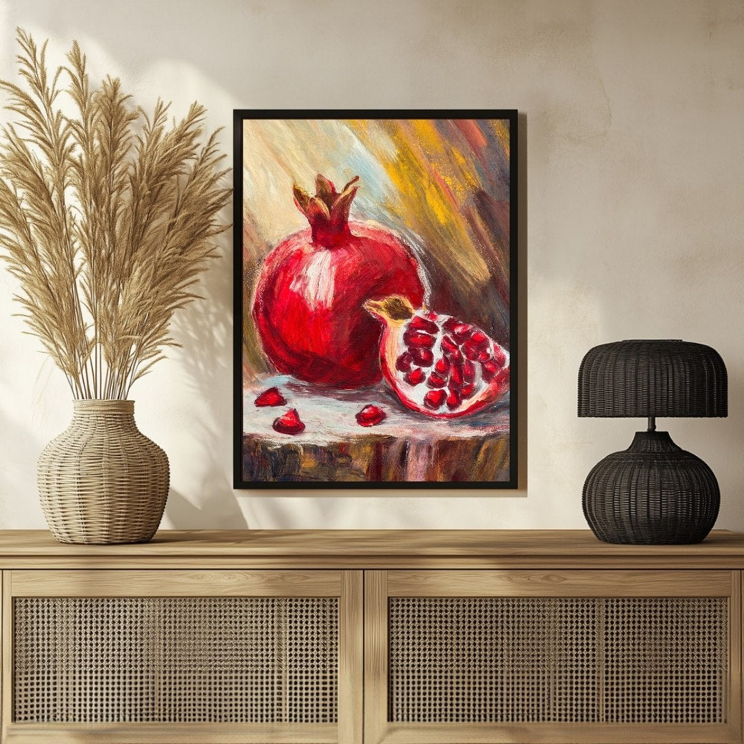 Elegant Pomegranate Abstract Art on Canvas - Perfect Wall Accent 3 : 4 Vertical New Premium Wall Art Canvas by MeriDeewar