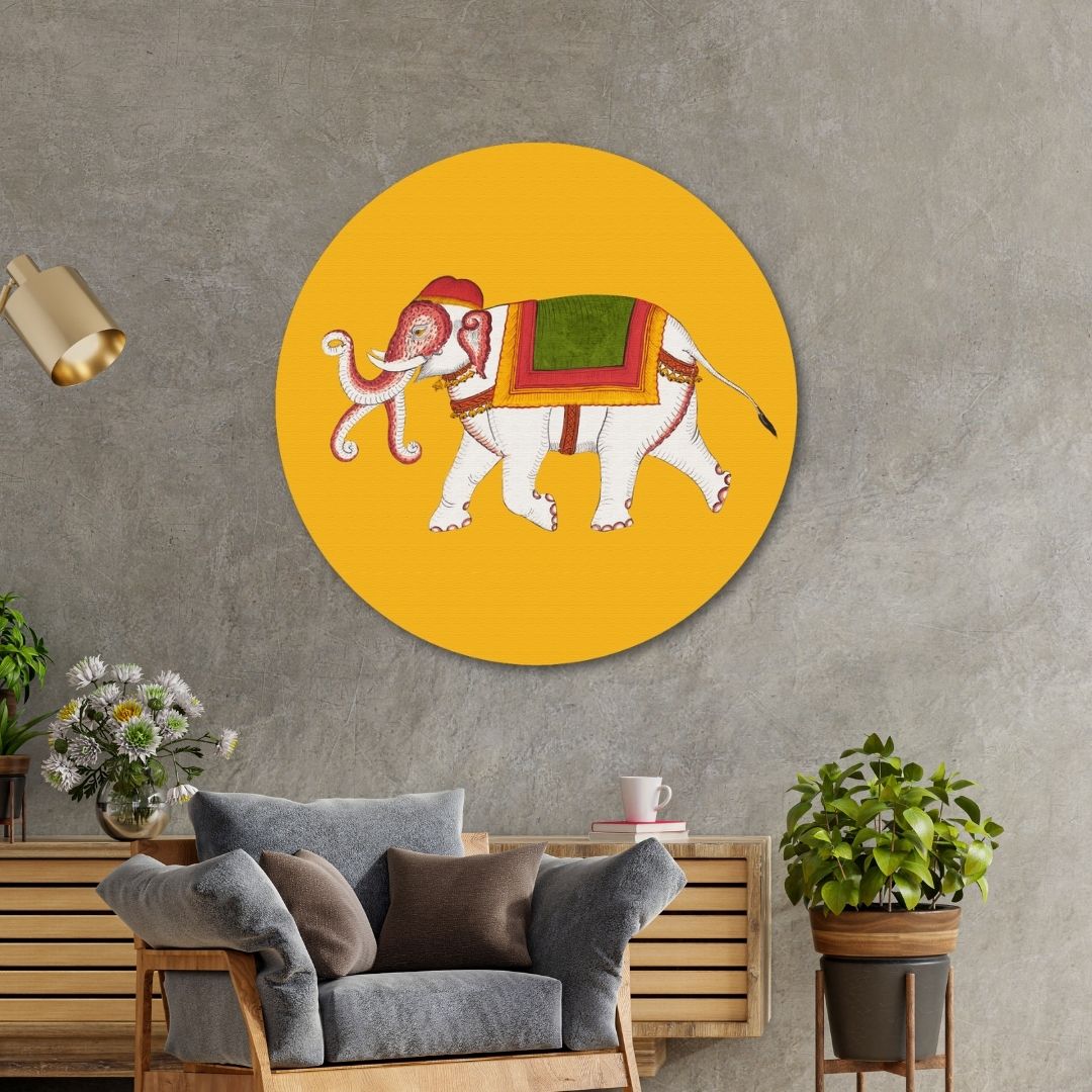 Elephant Circular Canvas Frame Circular Canvas Frame Premium Wall Art Canvas by MeriDeewar
