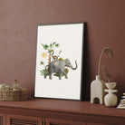 Elephant & Lemur — Jungle Parade Canvas Print 2 : 3 Vertical Premium Wall Art Canvas by MeriDeewar