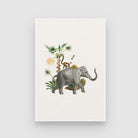 Elephant & Lemur — Jungle Parade Canvas Print 2 : 3 Vertical Premium Wall Art Canvas by MeriDeewar