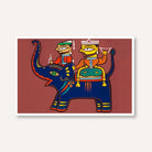 "Elephant Riders" Jamini Roy Painting | Fine Art Wall Art 3 : 2 Horizontal Premium Wall Art Canvas by MeriDeewar
