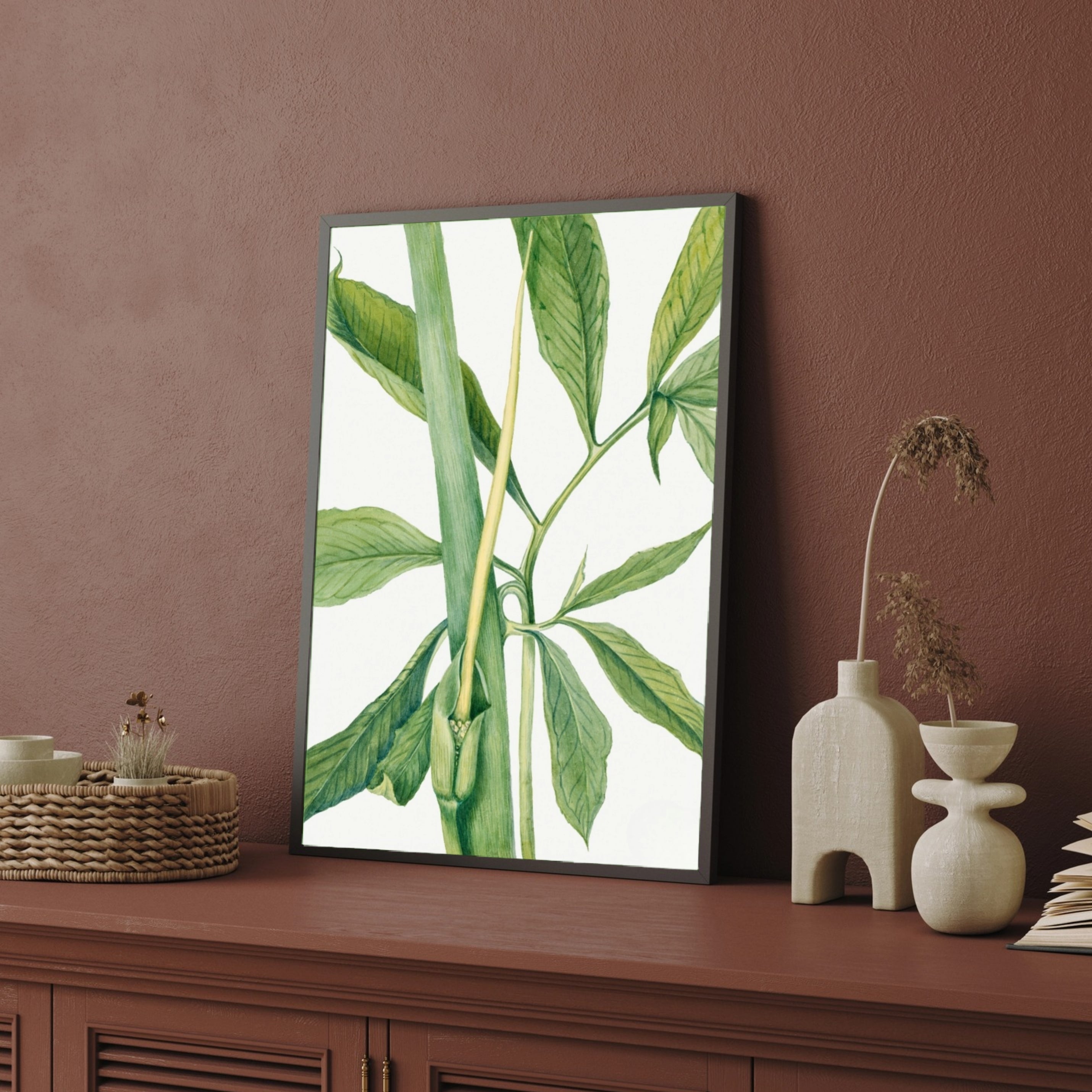 Emerald Veins – Botanical Leaf Wall Art Print 2 : 3 Vertical Premium Wall Art Canvas by MeriDeewar
