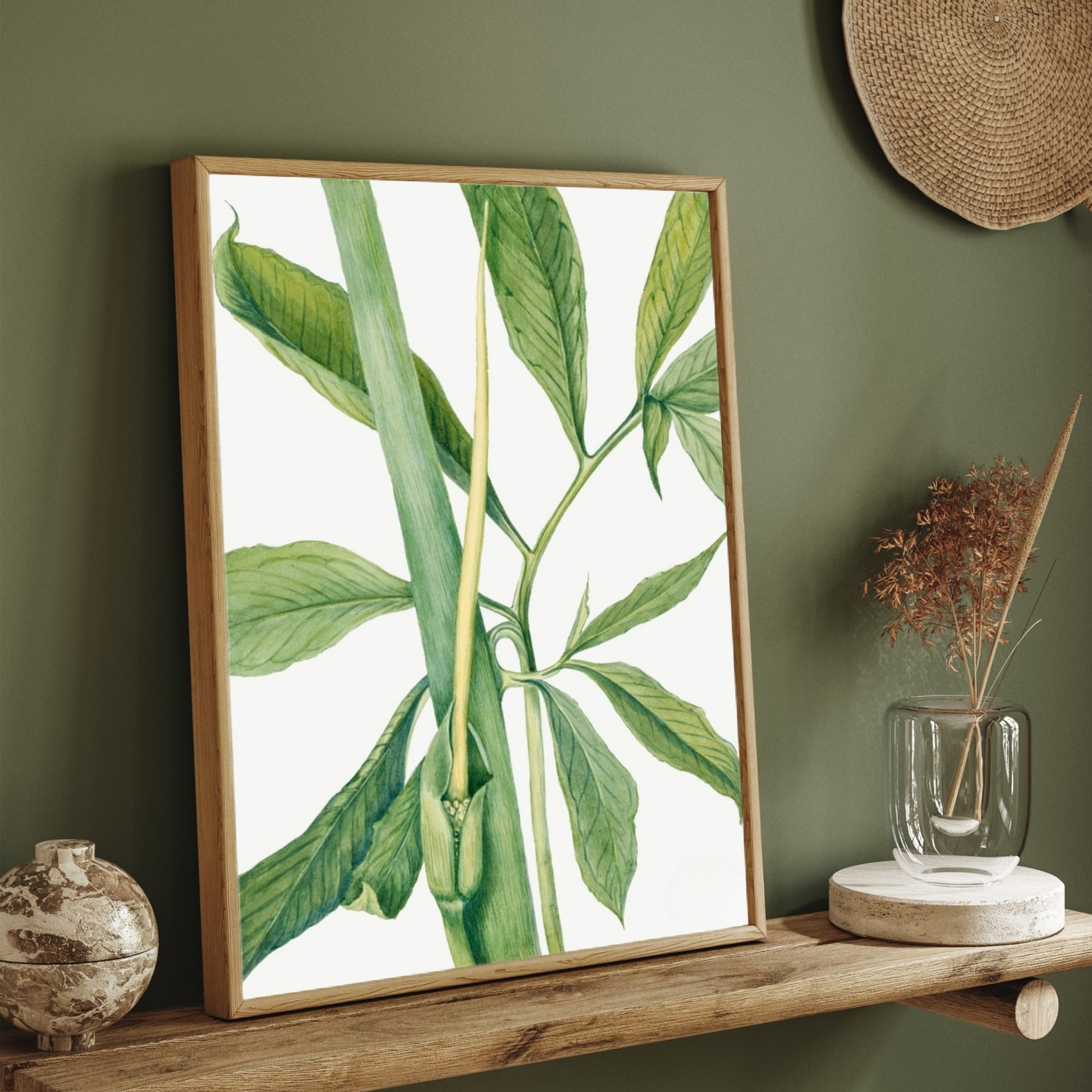 Emerald Veins – Botanical Leaf Wall Art Print 2 : 3 Vertical Premium Wall Art Canvas by MeriDeewar
