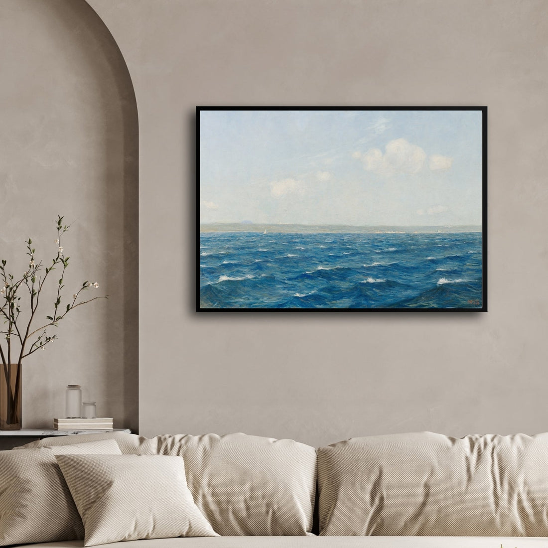 Endless Blue Horizon – Minimalist Ocean Seascape Art 2 : 3 Horizontal Premium Wall Art Canvas by MeriDeewar