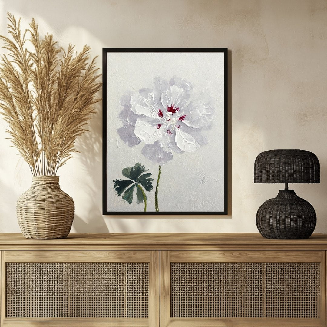 Expressive Geranium Floral Abstract Painting 3 : 4 Vertical New Premium Wall Art Canvas by MeriDeewar