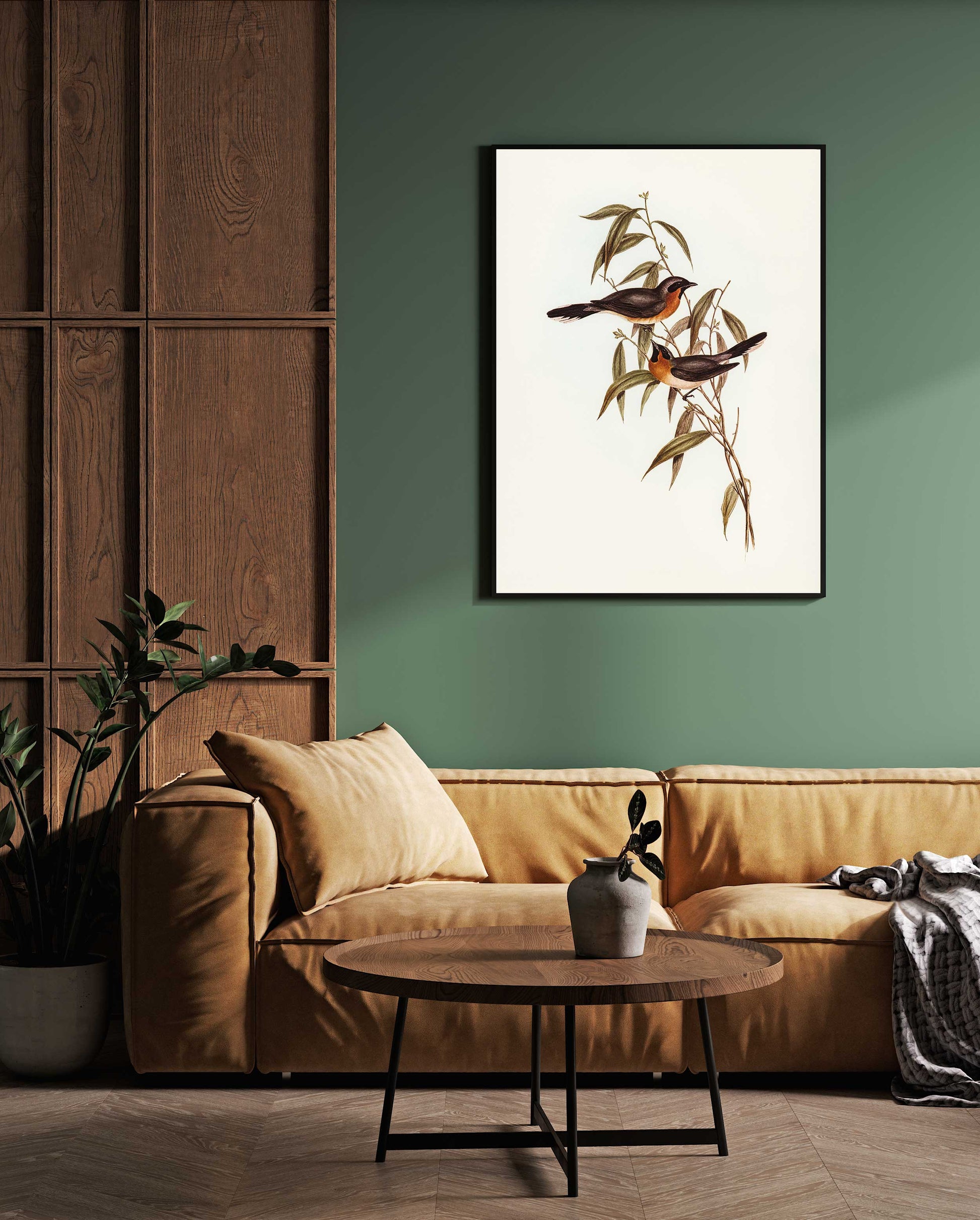 Exquisite Bird Scene Painting - Elevate Your Walls 2 : 3 Vertical Premium Wall Art Canvas by MeriDeewar