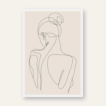 Minimalist Abstract Female Back Line Art Poster | Vertical Contemporary Boho White Framed Wall Art