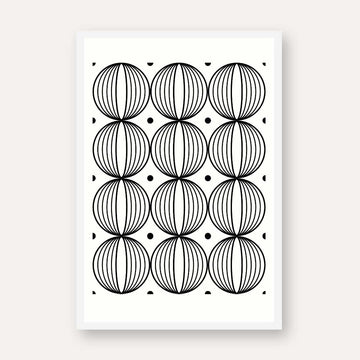 Minimalist 3D Wireframe Sphere Grid Poster | Vertical High-Contrast White Framed Geometric Wall Art