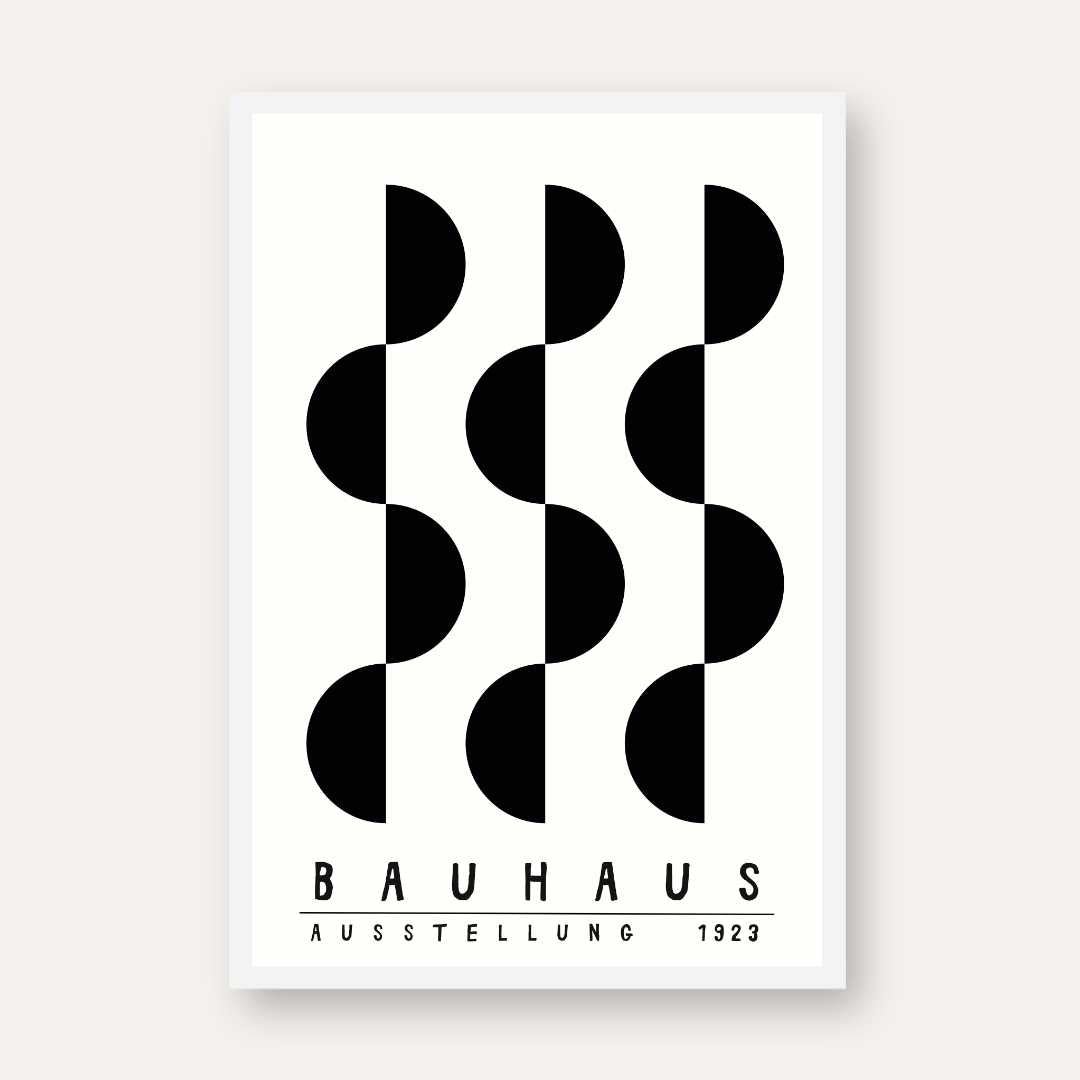 Bauhaus "Ausstellung 1923" Alternating Semi-Circle Wave Poster | Vertical High-Contrast White Framed Wall Art