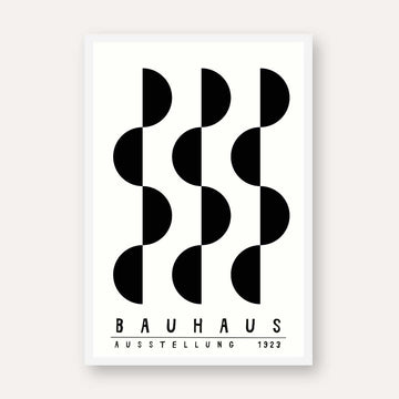 Bauhaus "Ausstellung 1923" Alternating Semi-Circle Wave Poster | Vertical High-Contrast White Framed Wall Art