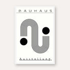 Bauhaus "Ausstellung" Kinetic Linear S-Curve & Circles Poster | Vertical High-Contrast White Framed Wall Art 2 : 3 Vertical Premium Wall Art Canvas by MeriDeewar