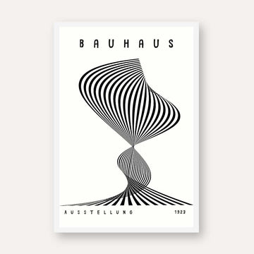 Bauhaus "Ausstellung 1923" Kinetic Twist Optical Illusion Poster | Vertical High-Contrast White Framed Wall Art
