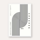 Bauhaus "Ausstellung 1919" Interlocking Linear Arch Tracks Poster | Vertical High-Contrast White Framed Wall Art 2 : 3 Vertical Premium Wall Art Canvas by MeriDeewar