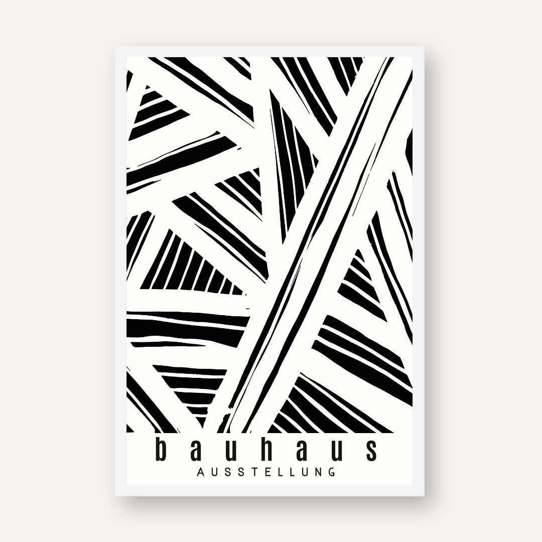 Bauhaus Geometric Abstract Linework Shard Poster | Vertical High-Contrast White Framed Wall Art
