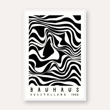 Bauhaus "Ausstellung 1923" Kinetic Liquid Marbling Waves Poster | Vertical High-Contrast White Framed Wall Art