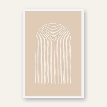 Modern Minimalist Beige Rainbow Arch Poster | Vertical White Framed Wall Art