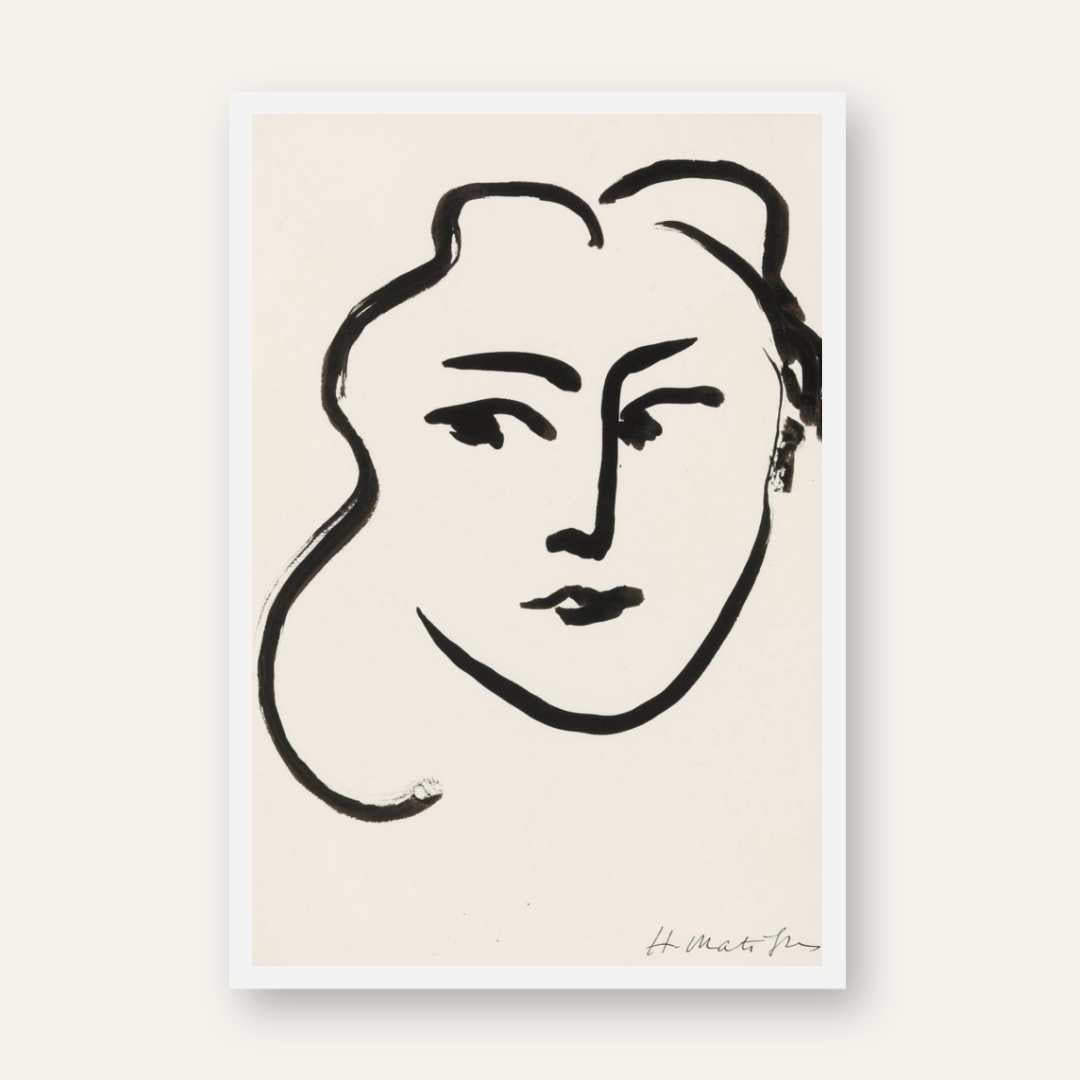 Fauvist Henri Matisse Female Portrait Illustration Poster | Vertical White Framed Wall Art