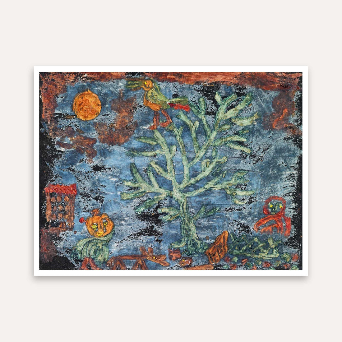 Fairy Tale Nature Painting for Living Room | Paul Klee Tree & Bird Wall Art Print 4 : 3 Horizontal Premium Wall Art Canvas by MeriDeewar