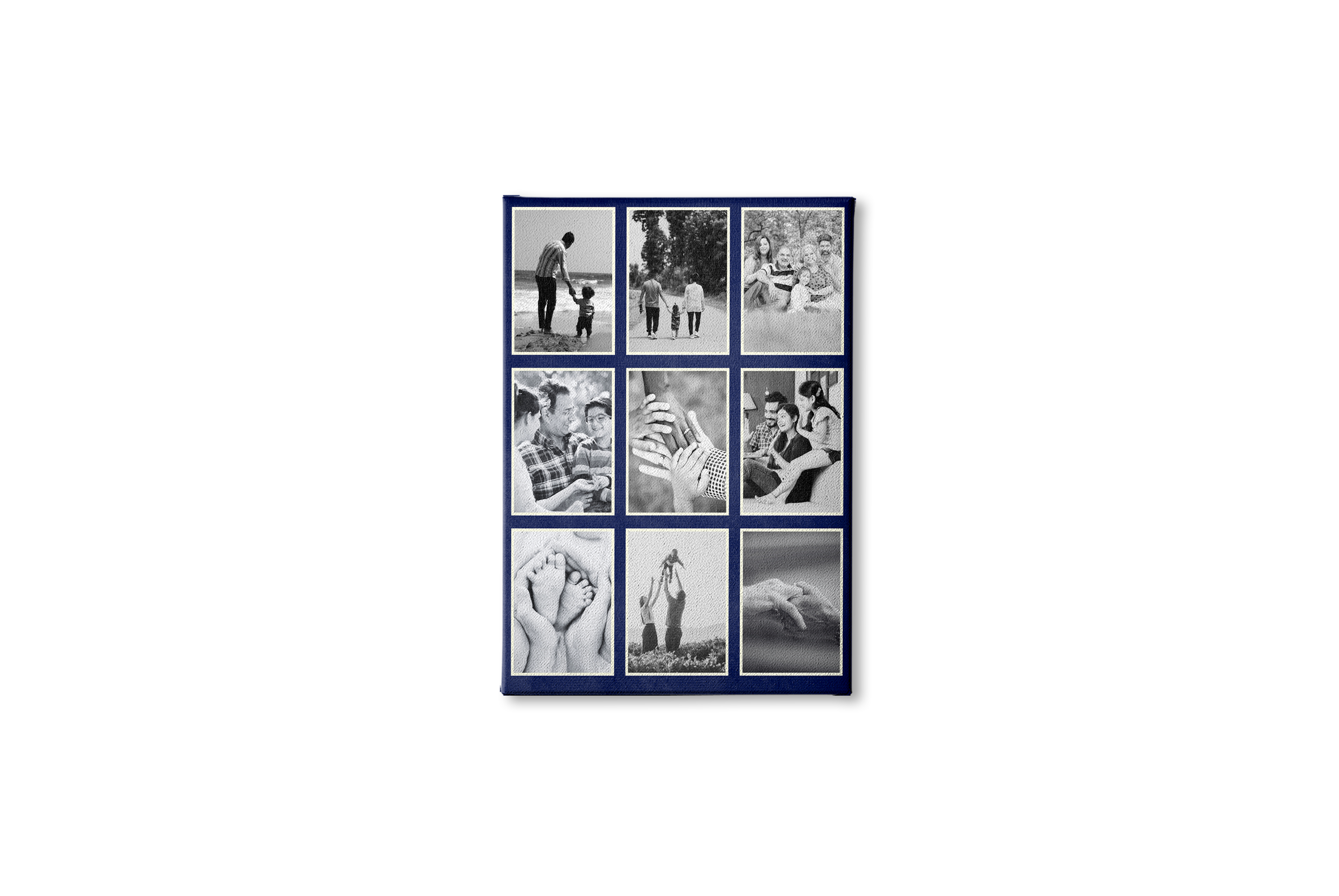 Family Heritage 9-Photo  Collage Frame | Customized Classic Black & White Prints custom Premium Wall Art Canvas by MeriDeewar