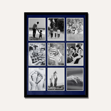 Family Heritage 9-Photo  Collage Frame | Customized Classic Black & White Prints custom Premium Wall Art Canvas by MeriDeewar