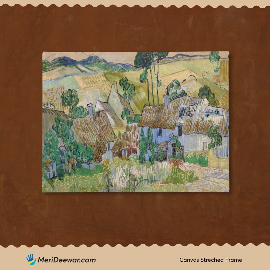 Farms near Auvers Painting Vincent van Gogh 3 : 4 Horizontal New Premium Wall Art Canvas by MeriDeewar