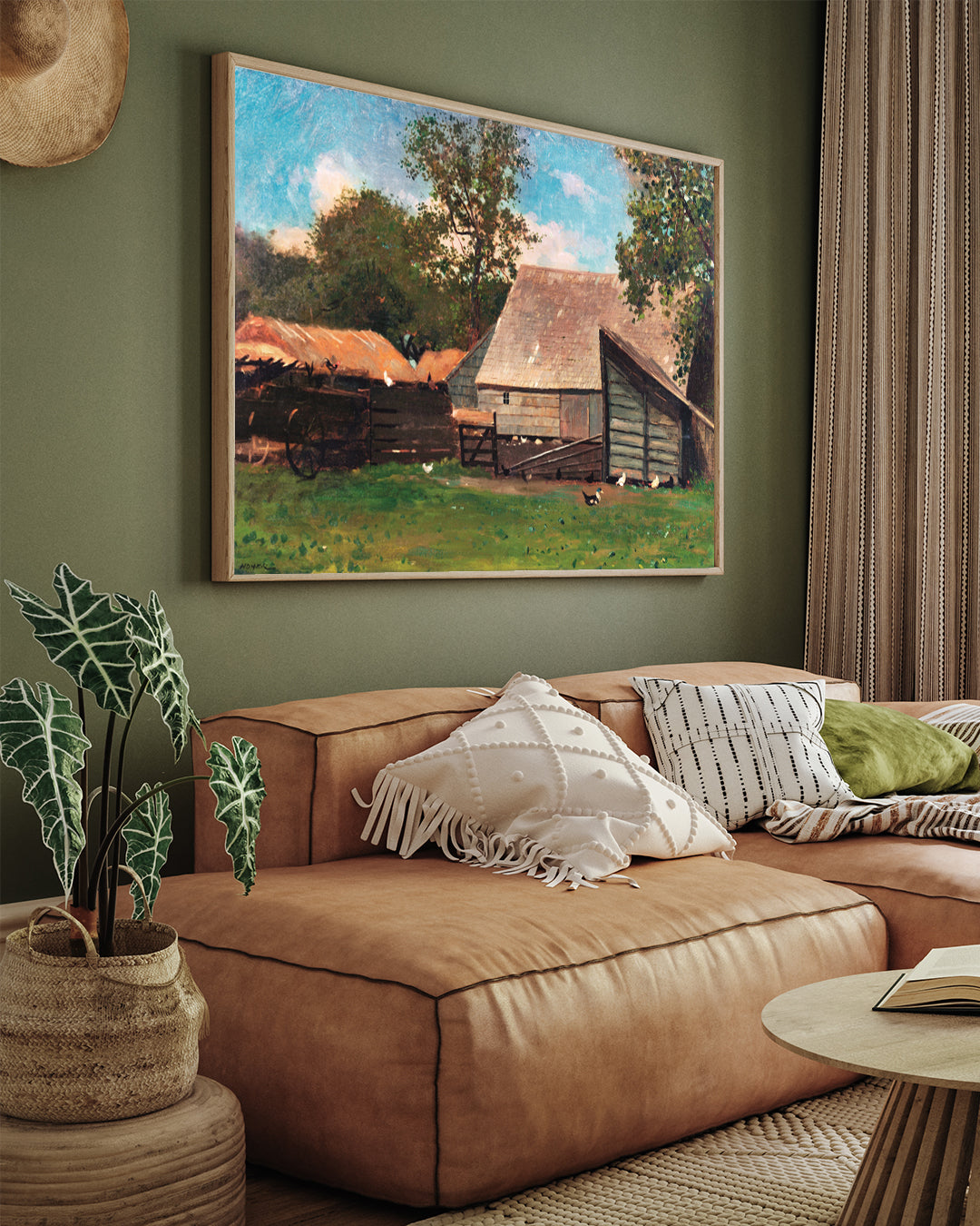 Farmyard with Ducks and Chickens by Winslow Homer 3 : 4 Horizontal New Premium Wall Art Canvas by MeriDeewar