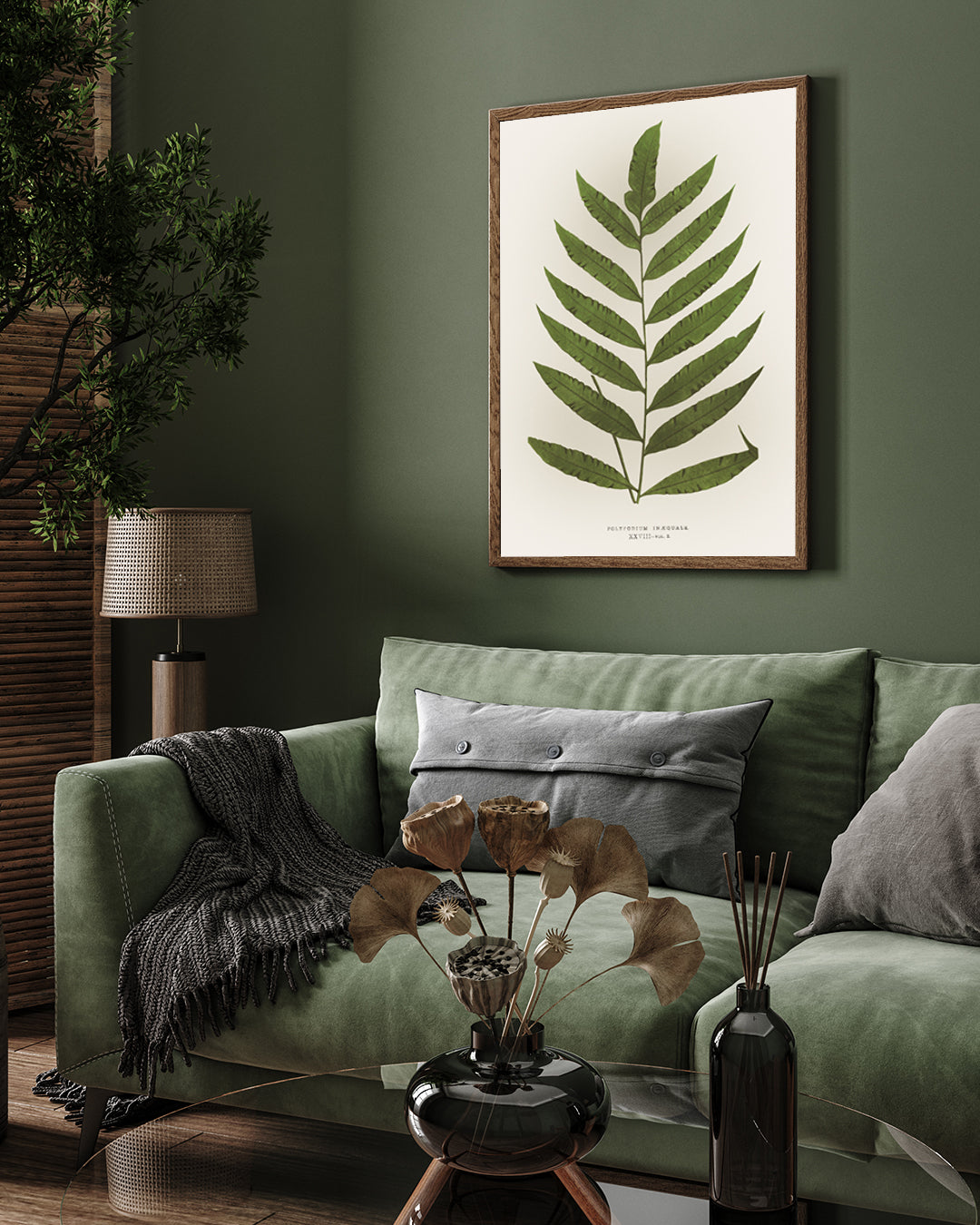 Fern Leaf Vintage Artwork 3 : 4 Vertical New Premium Wall Art Canvas by MeriDeewar