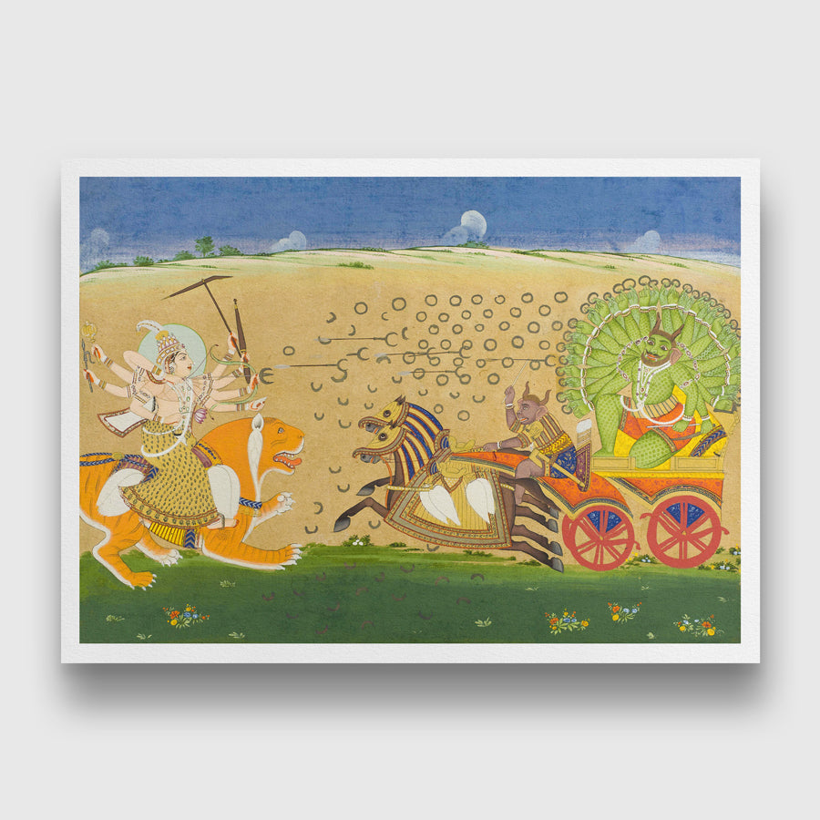 Fight Between Durga And Nicumba 2 : 3 Horizontal Premium Wall Art Canvas by MeriDeewar