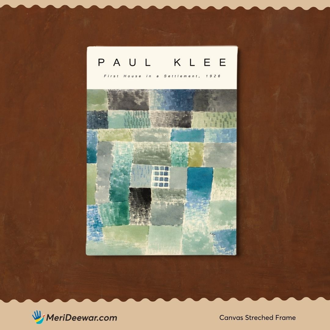 First House in a Settlement by Paul Klee 3 : 4 Vertical New Premium Wall Art Canvas by MeriDeewar