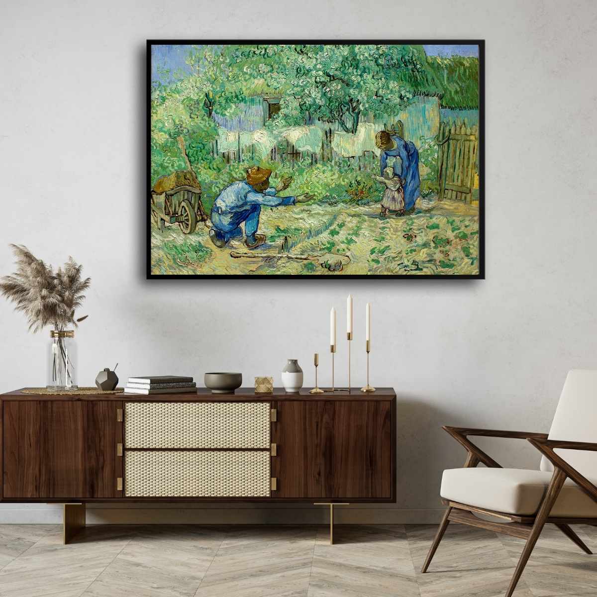 First Steps Van Gogh Painting for Living Room | Family Wall Art | Giclée Print 4 : 3 Horizontal Premium Wall Art Canvas by MeriDeewar