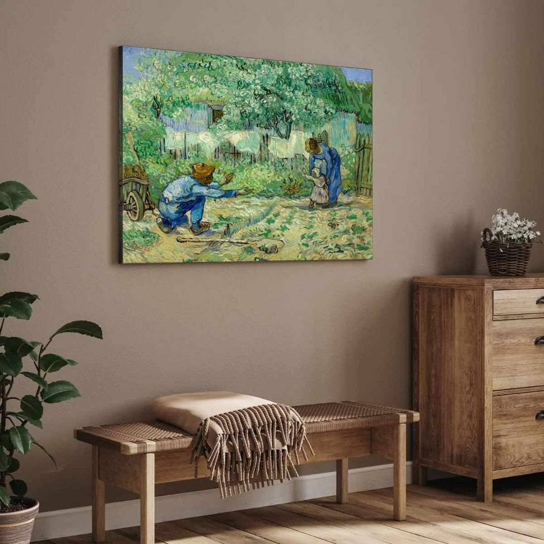 First Steps Van Gogh Painting for Living Room | Family Wall Art | Giclée Print 4 : 3 Horizontal Premium Wall Art Canvas by MeriDeewar