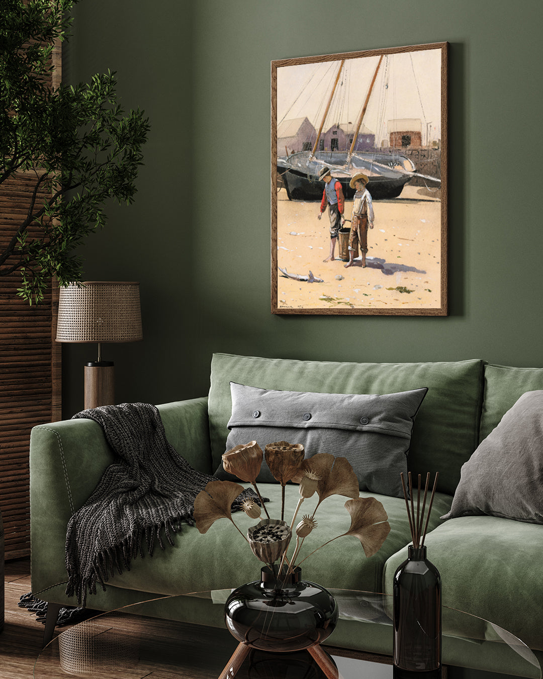 Fisherman Kids on the Beach /A Basket of Clams by Winslow Homer 3 : 4 Vertical New Premium Wall Art Canvas by MeriDeewar