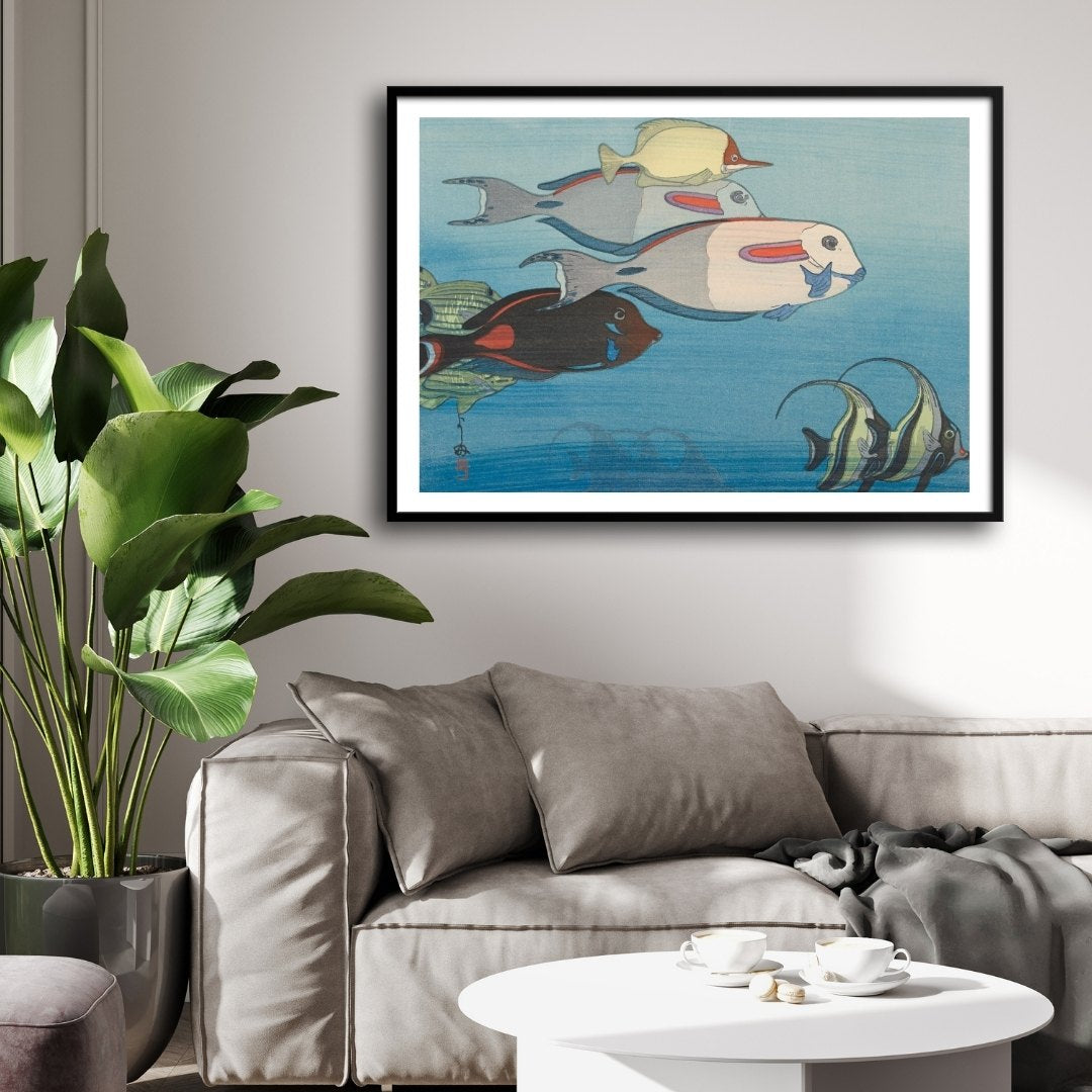 Fishes of Honolulu – Hiroshi Yoshida Japanese Woodblock Print 2 : 3 Horizontal Premium Wall Art Canvas by MeriDeewar