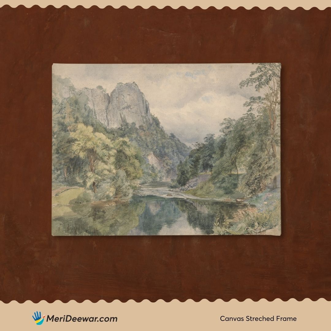 Fishing on the River Painting 3 : 4 Horizontal New Premium Wall Art Canvas by MeriDeewar