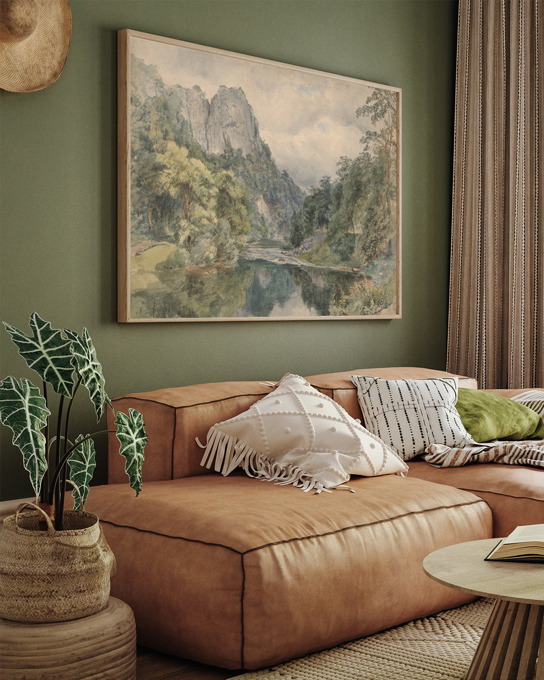 Fishing on the River Painting 3 : 4 Horizontal New Premium Wall Art Canvas by MeriDeewar