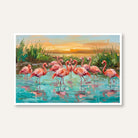 "Flamingos at Sunset" Giclée Print | Indian Wall Art Print 3 : 2 Horizontal Premium Wall Art Canvas by MeriDeewar