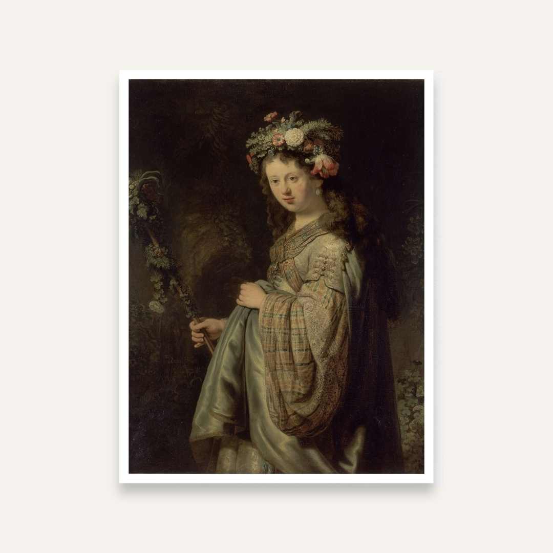 Flora Painting by Rembrandt | Classic Portrait Wall Art for Living Room | Giclée Fine Art Print 3 : 4 Vertical Premium Wall Art Canvas by MeriDeewar