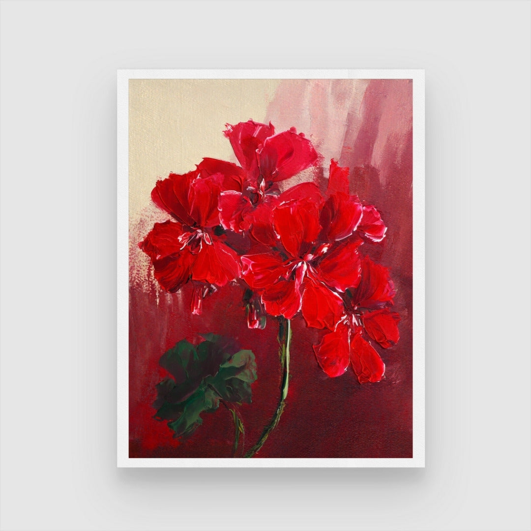 Floral Abstract Art: Geranium Painting for Modern Home Decor 3 : 4 Vertical New Premium Wall Art Canvas by MeriDeewar