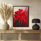 Floral Abstract Art: Geranium Painting for Modern Home Decor 3 : 4 Vertical New Premium Wall Art Canvas by MeriDeewar