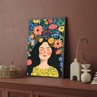 Floral Dreamscape – Colorful Woman Portrait Wall Art Print 2 : 3 Vertical Premium Wall Art Canvas by MeriDeewar