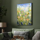 Floral Meadow Painting for Living Room | Impressionist Wildflower Wall Art | Giclée Print 2 : 3 Vertical Premium Wall Art Canvas by MeriDeewar