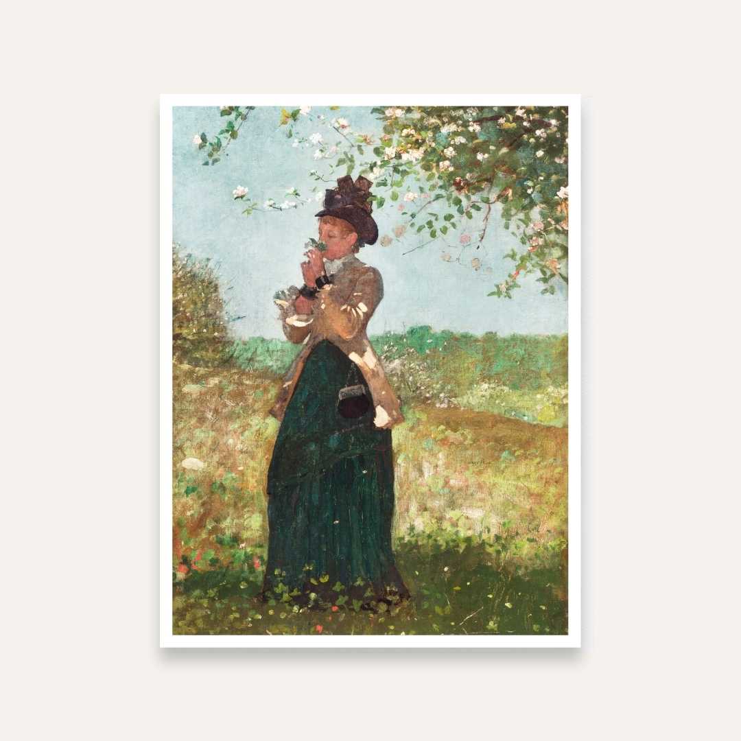 Floral Nature Painting for Living Room | Woman in Garden Wall Art | Giclée Print 4 X 5.5 Vertical Premium Wall Art Canvas by MeriDeewar