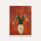 Floral Painting for Living Room | Bouquet in Chinese Vase by Odilon Redon | Wall Art 4 X 5.5 Vertical Premium Wall Art Canvas by MeriDeewar