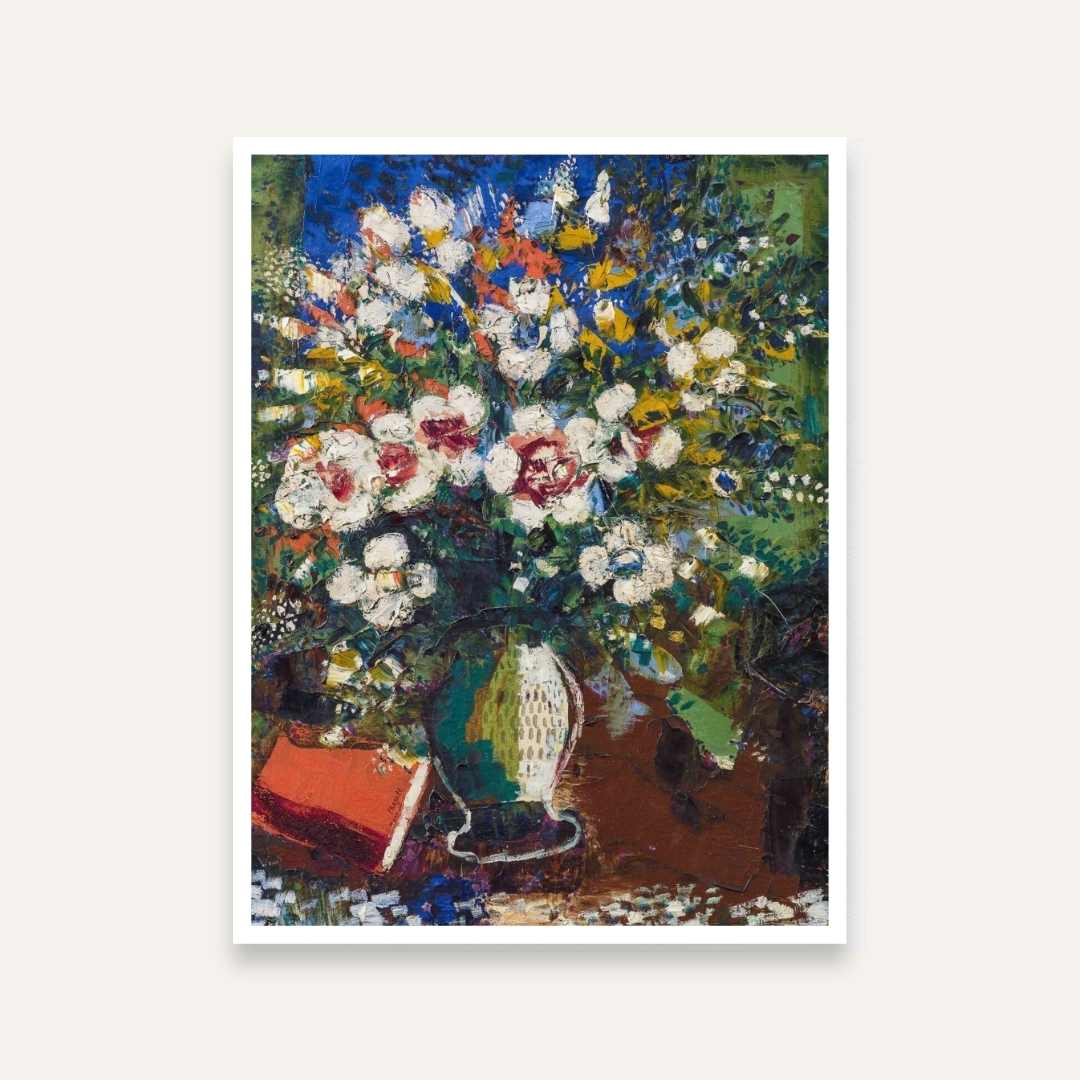 Floral Painting for Living Room | Colourful Flower Vase Wall Art | Giclée Print 3 : 4 Vertical Premium Wall Art Canvas by MeriDeewar