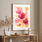 Floral Painting for Living Room – Pink Watercolor Flowers | Giclée Fine Art Print 2 : 3 Vertical Premium Wall Art Canvas by MeriDeewar